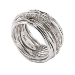 Anello 13 fili e diamanti bianchi