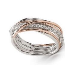 Anello 7 fili oro rosa diamanti