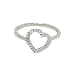 anello a cuore in oro bianco meta pave diamanti