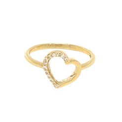 anello a cuore in oro giallo meta pave diamanti
