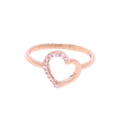 anello a cuore in oro rosa meta pave diamanti