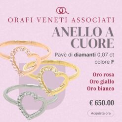 anello a cuore mezzo pave diamanti
