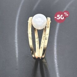 Anello con perla naturale in oro giallo - 50