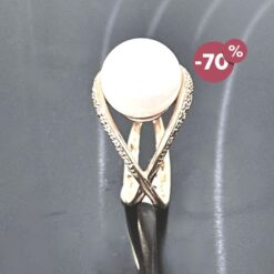Anello con perla naturale in oro rosa - 70