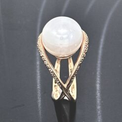 anello da donna con perla naturale in oro rosa