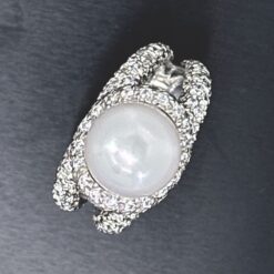 anello donna con perla naturale in oro bianco