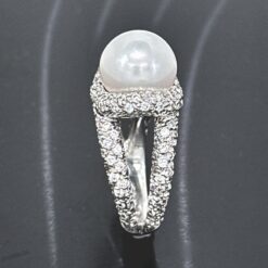 anello donna con perla naturale in oro bianco