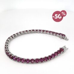 Bracciale Tennis in Argento 925 con Zirconi Rossi e Diamante