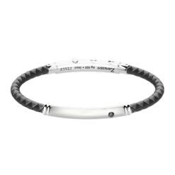 Bracciale Zancan in silicone con targa in argento e pietra nera_00001