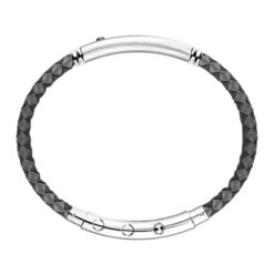 Bracciale Zancan in silicone con targa in argento e pietra nera_00002