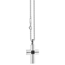 Collana Zancan in acciaio con croce e brillanti neri_00002