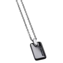 Collana Zancan in acciaio con piastrina e pietre nere_00002