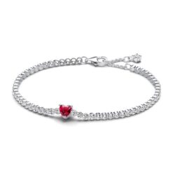 Bracciale Tennis Pandora Timeless con Cuore Rosso – Argento 925